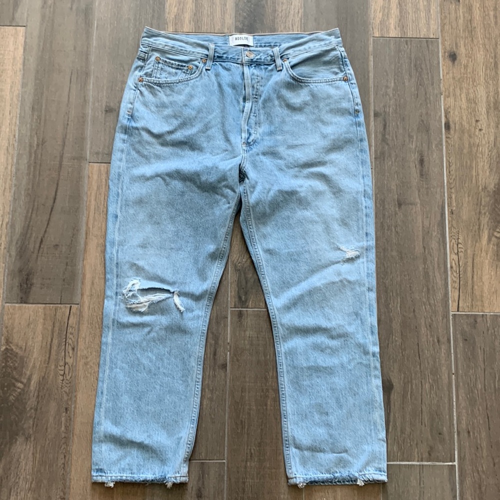 NEW Agolde Riley Ripped High Rise Jeans Size 32 - Picture 5 of 12